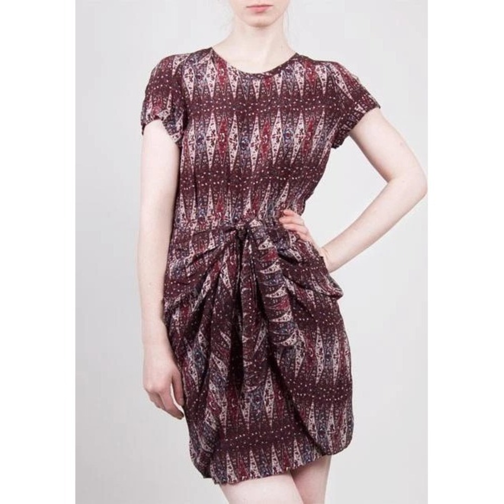 Isabel Marant Etoile Reilly Draped Silk Dress ASO Jennifer Aniston Sz 3 READ B24